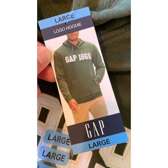 NWT $59.95 Gap Logo Hoodie Sweatshirt Size Large Men’s Green - Picture 5 of 10